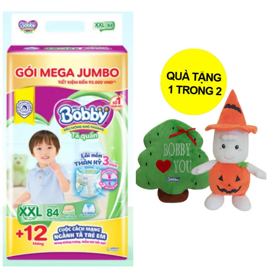 Tã quần Bobby Mega Jumbo : M120-L104-XL92-XXL84