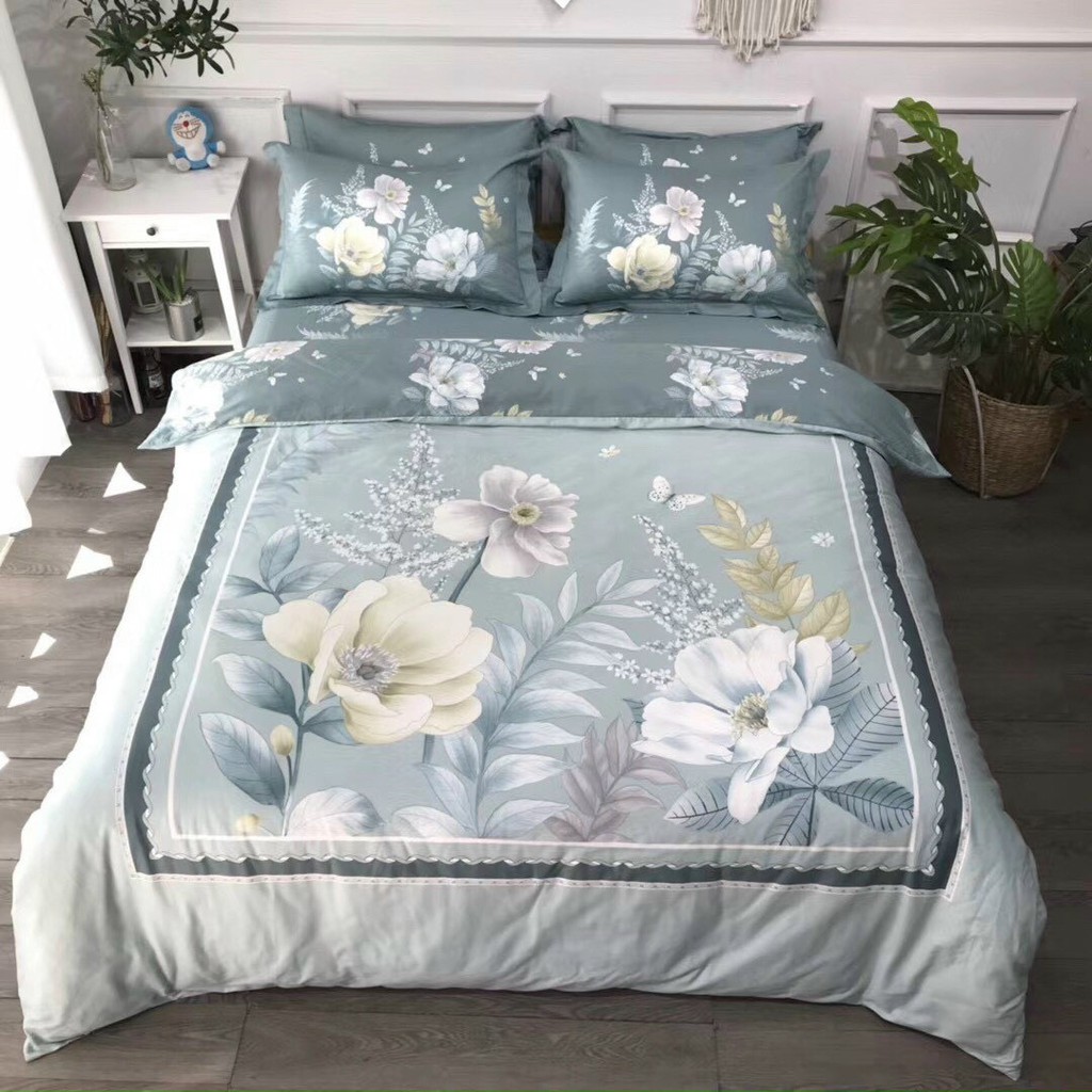 Bộ Drap Giường Cao Cấp 100% cotton kèm ruột (chọn mẫu) phủ freesize hoặc bo chun 1Mx2M,1M2x2M,1M4x2M,1M6x2M,1M8x2M