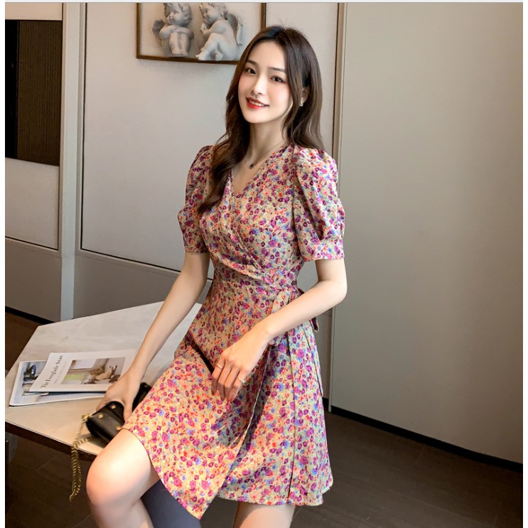 Váy nữ đẹp💗váy nữ hoa nhí thắt eo dáng ngắn trẻ trung mùa hè siêu xinh | BigBuy360 - bigbuy360.vn