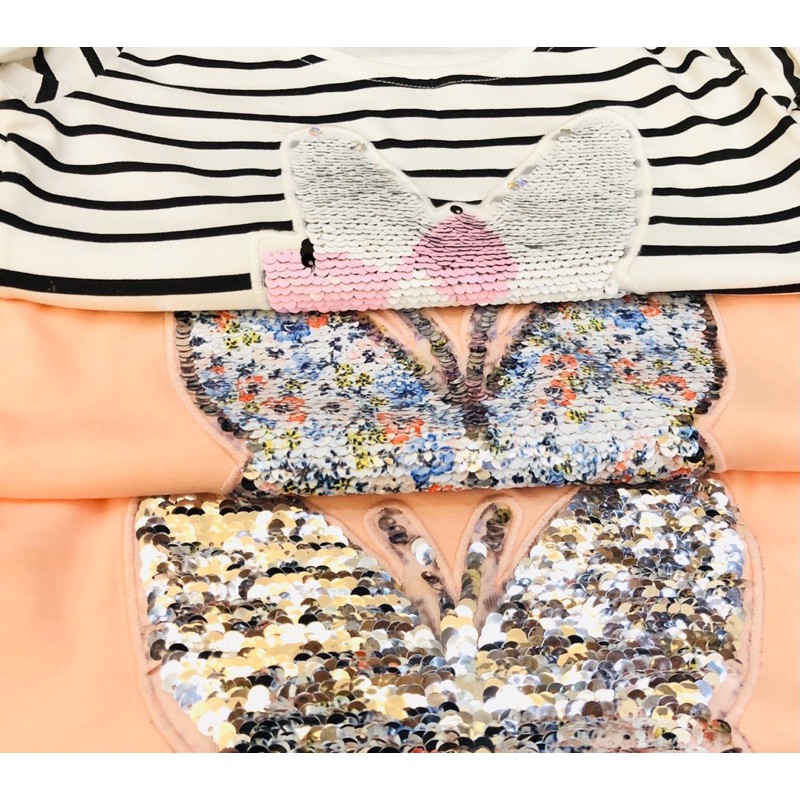 Áo phông/cộc bé gái kim sa lật thỏ/mèo/elsa