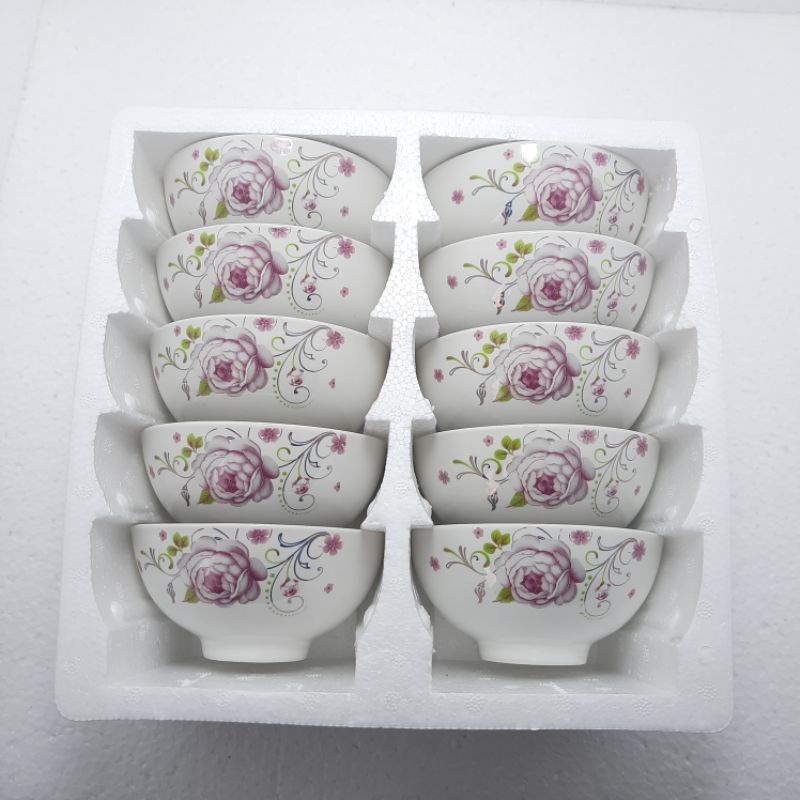 Bộ 10 chén cơm sứ hoa cao cấp,,Sét 10 chén cơm sứ hoa cao cấp