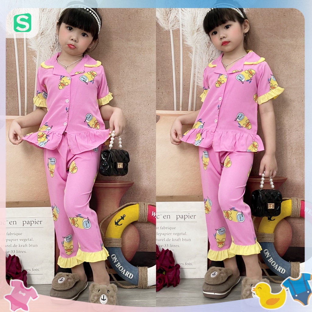 Pijama lụa Hàn cho bé gái 4-9 họa tiết cực xinh yêu P2