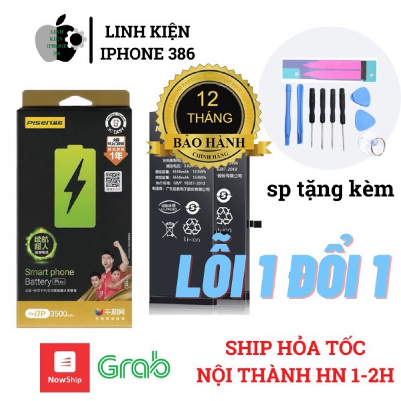 Pin Pisen dung lượng siêu cao cho iphone 6 6s 6p 6sp 7 7p - Hàng chính hãng - Bảo hành 1 năm