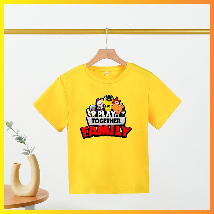 Áo Thun màu vàng in hình play together cực chất đủ size cho bé trai bé gái