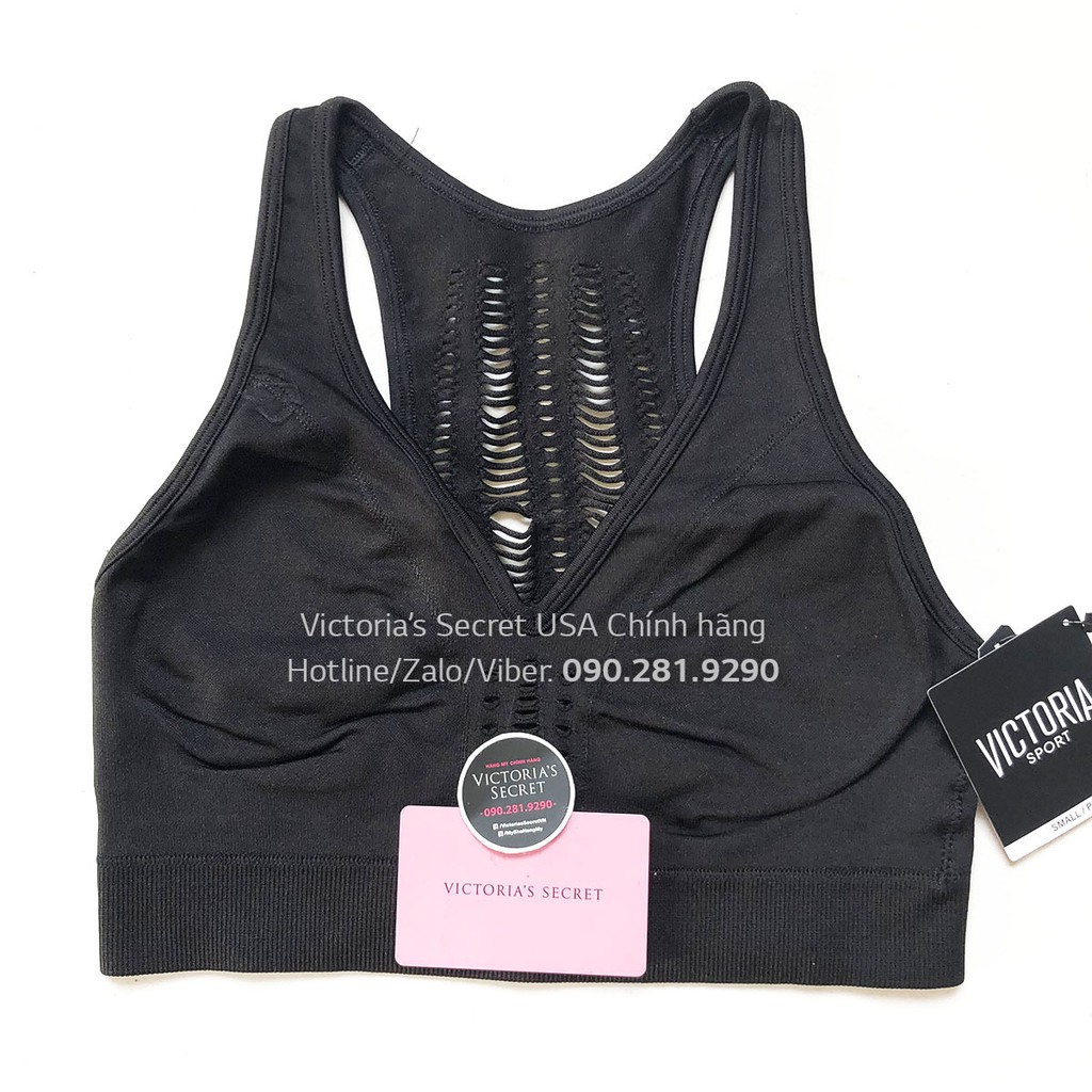 Áo tập  SL Black, màu đen phối lưới, không mút, Victoria's Secret, Size S