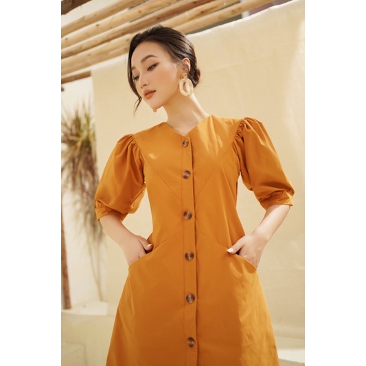 [Mã BMBAU50 giảm 50K đơn 150K] LIIN - Váy Công Sở Tay Bồng Dàng Xoè Khaki Sheath Thanh Lịch V00887 | BigBuy360 - bigbuy360.vn
