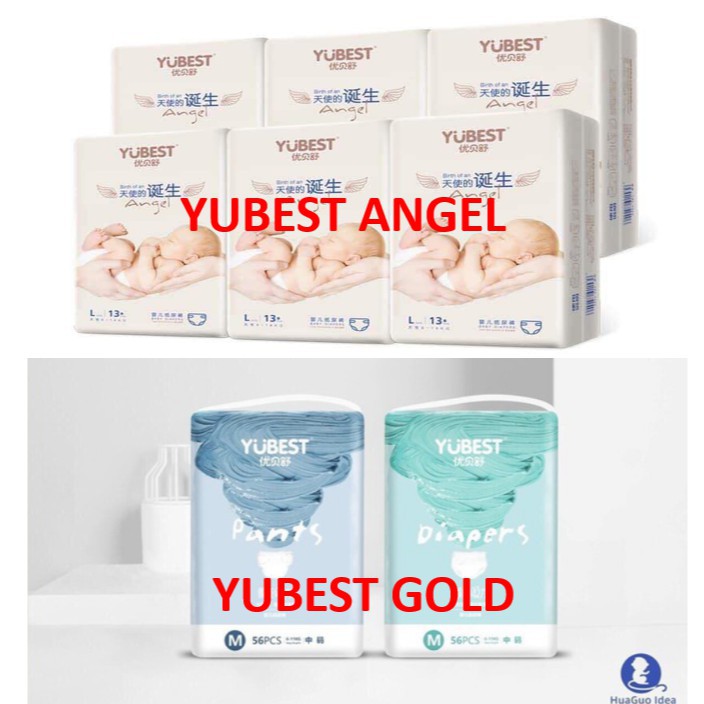 Bỉm dán/quần Yubest Angel/Gold nội địa S90/M84/L78/XL72/XXL66/XXXL66