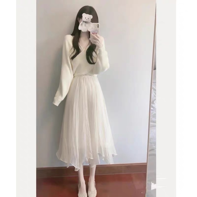 SET ÁO LEN CHÉO V + CHÂN VÁY VOAN THẦN TIÊN