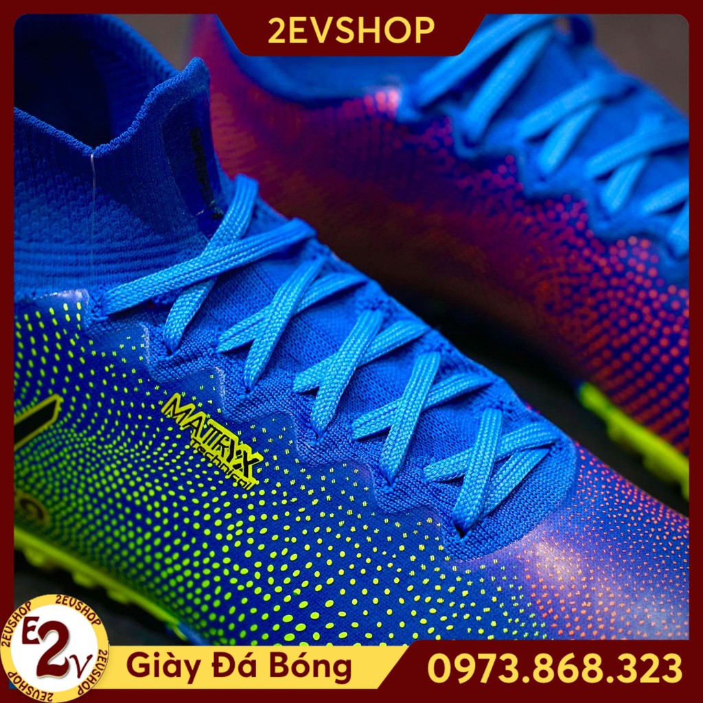 T TOKY SHOP [Freeship] Giày Bóng Đá 𝗪𝗶𝗸𝗮 𝗦𝘂𝗽𝗲𝗿 𝗦𝗽𝗲𝗲𝗱 Xanh Dương Cao Cổ (Tặng Tất Chống Trơn) Đã Khâu ☭