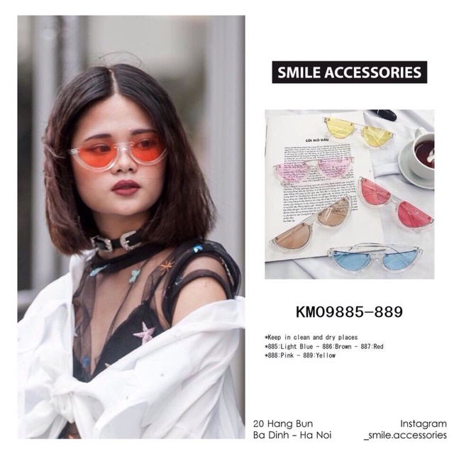 Kính râm thời trang nam nữ nửa gọng form nhỏ hottrend