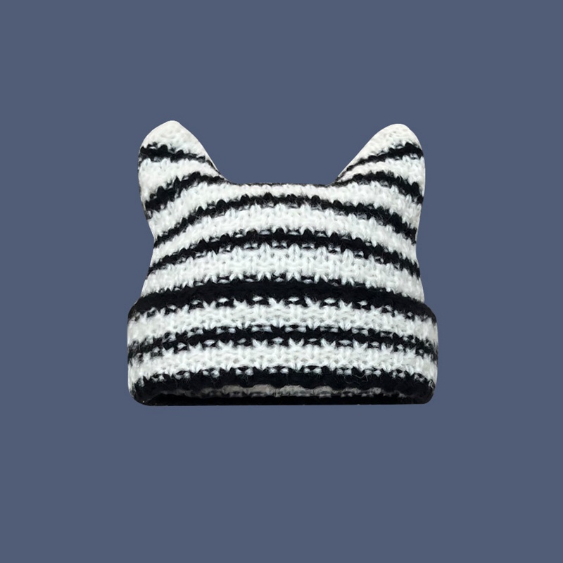 ✿ Mũ Beanie Dệt Kim Đính Sừng Quỷ Và Đầu Lâu Dễ Thương