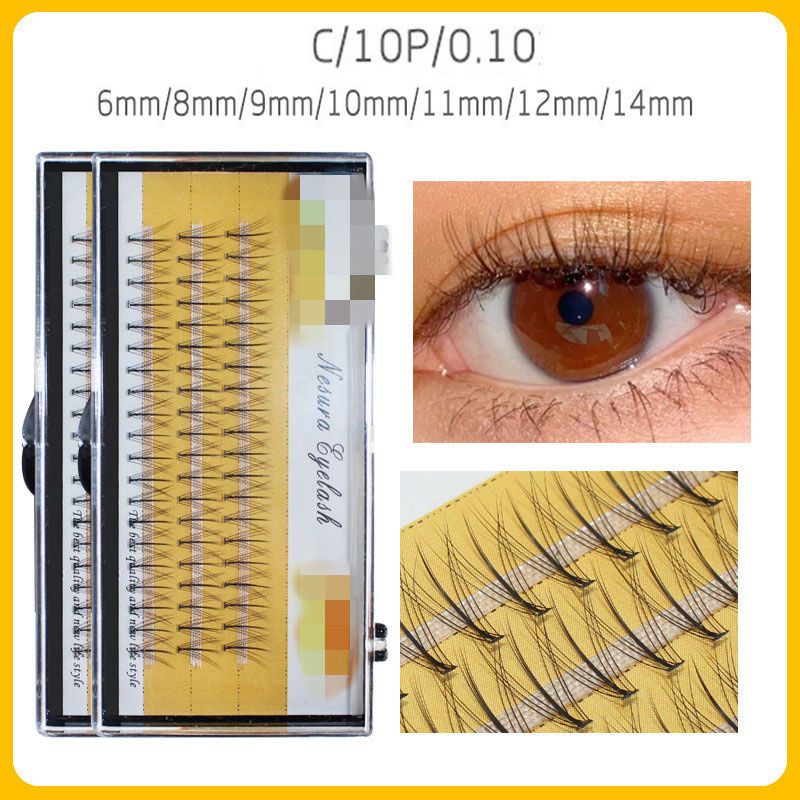 [Hàng mới về] Bộ 60 cụm lông mi giả trang trí 0.1mm cong tự nhiên cho nữ