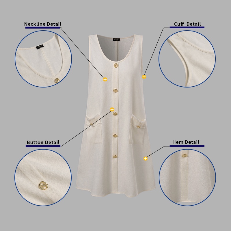 Đầm midi VONDA cài nút màu trơn phong cách Hàn Quốc thời trang cho nữ