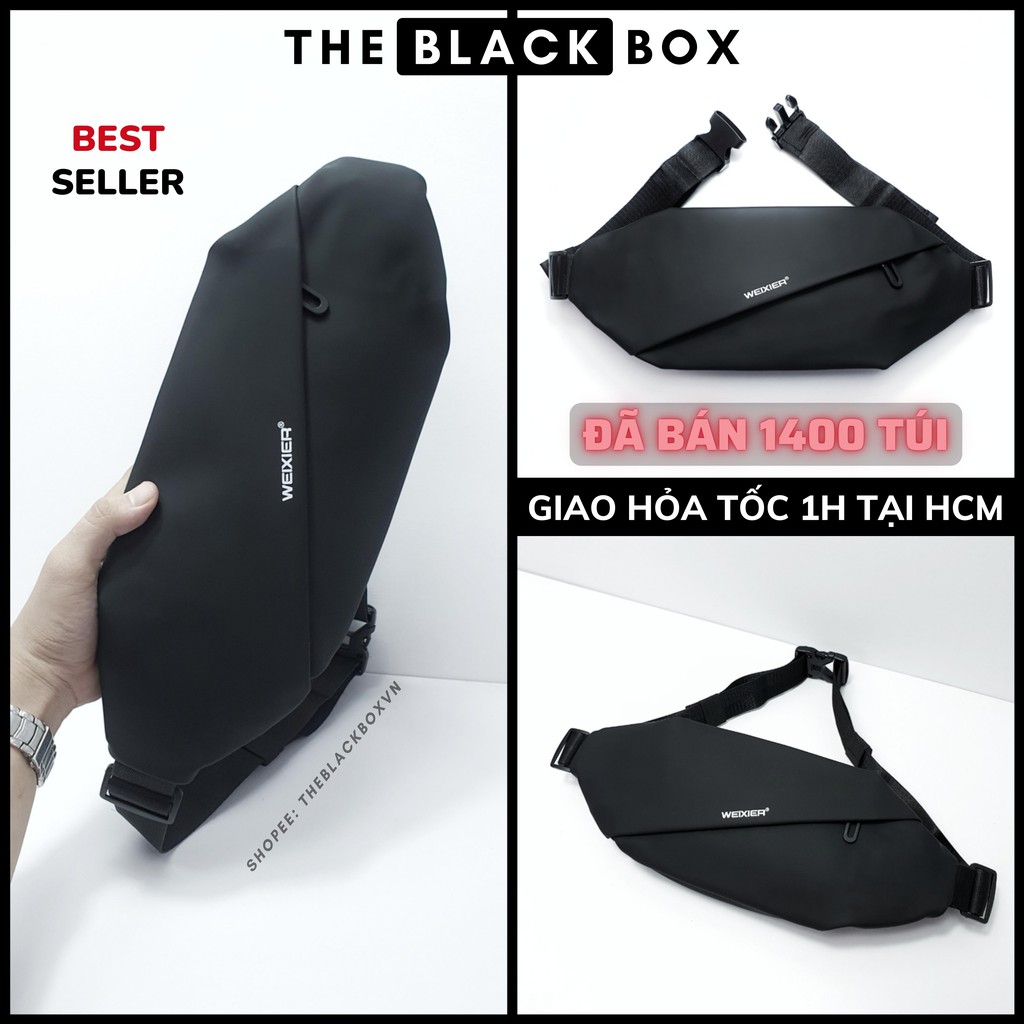 Túi Đeo Chéo Nam WEIXIER WX01 Chống Nước Thể Thao Kích Thước 36x15x5 Cặp Đeo Ngực, Hông Và Bao Tử Đa Năng -The Black Box