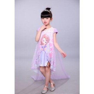 Váy elsa anna bé gái tím loại 1