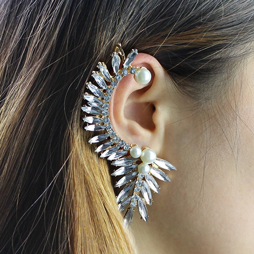 Khuyên tai đính đá và ngọc trai giả thời trang thanh lịch dành cho nữ