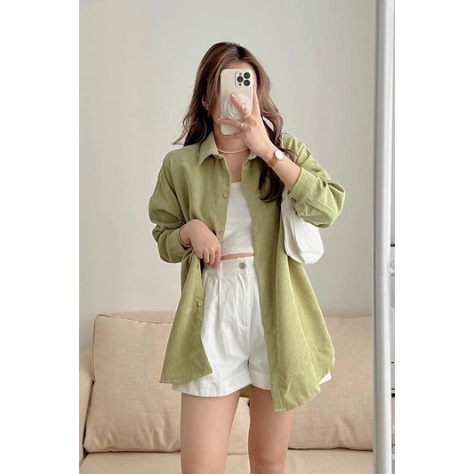 Áo sơ mi tăm dài tay form rộng