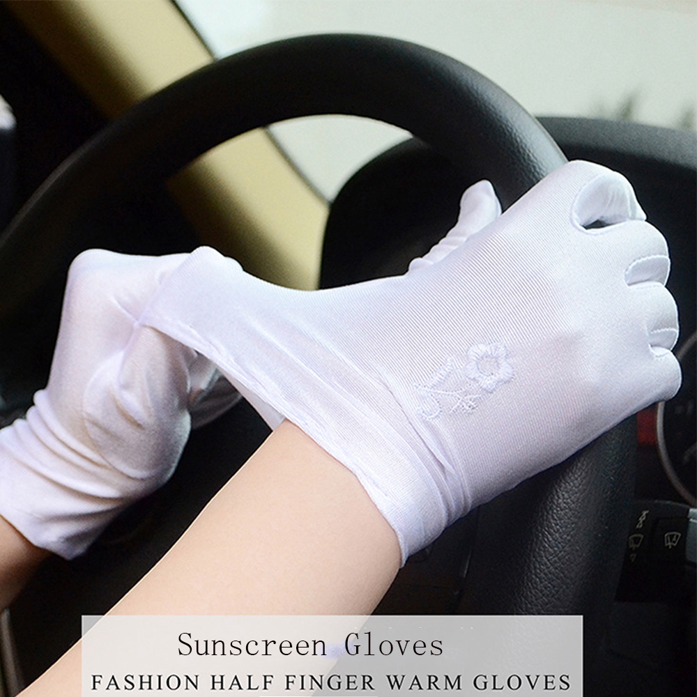 Đôi Găng Tay Chống Nắng Thêu Hoa Xinh Xắn Cho Nữ