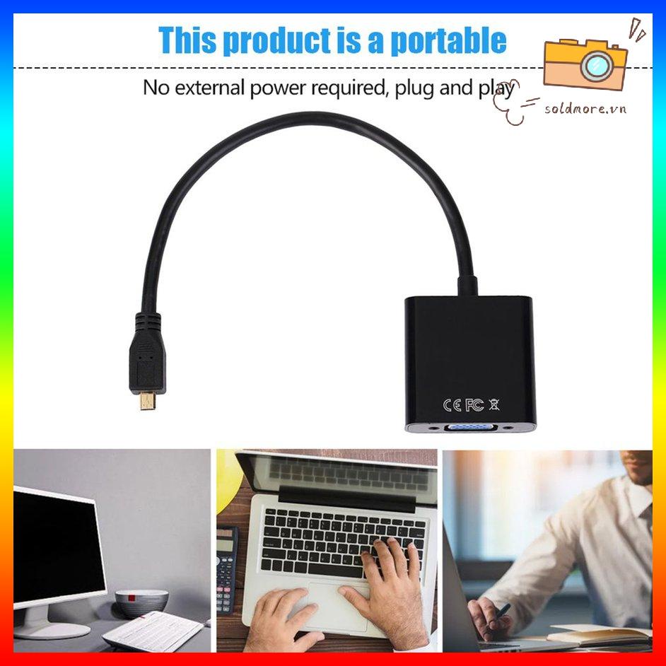 Bộ chuyển đổi cáp video nữ 1080P Micro HDMI tương thích sang VGA Female