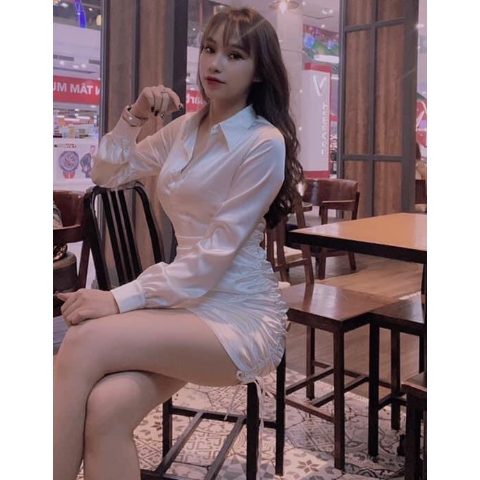 Đầm Váy Nữ Hot Trend Cá Tính Body Nhún Rút Dây Cổ Sơ Mi Cài Nút Thật ( Có Dây Kéo ) & Mẫu Có Viedeo Thật | BigBuy360 - bigbuy360.vn