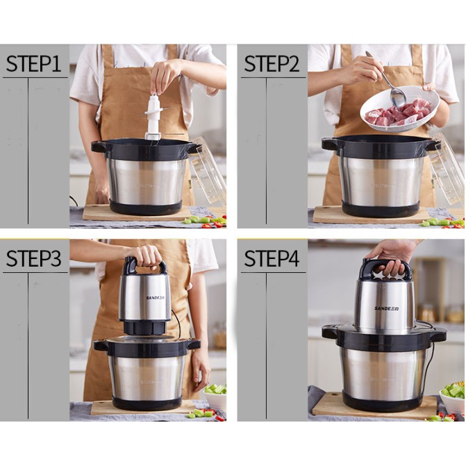 Máy xay thịt công suất lớn 1000W - 6L | CHÍNH HÃNG SANDEE