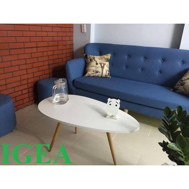 Bàn trà sofa hình trứng chân gỗ sồi tự nhiên 1 tầng - GP55