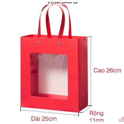Túi đựng quà tặng cửa sổ trong suốt màu đỏ, trắng làm set quà tặng biếu nhiều dịp