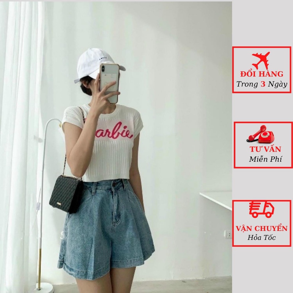 Áo len nữ croptop tay hến sát nách tiểu thư bánh bèo ulzzang Hàn Quốc