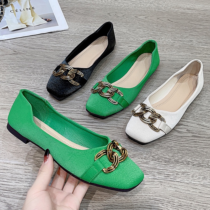 IELGY Giày Cao Gót Mũi Vuông Phong Cách Cổ Điển Thời Trang Cho Nữ