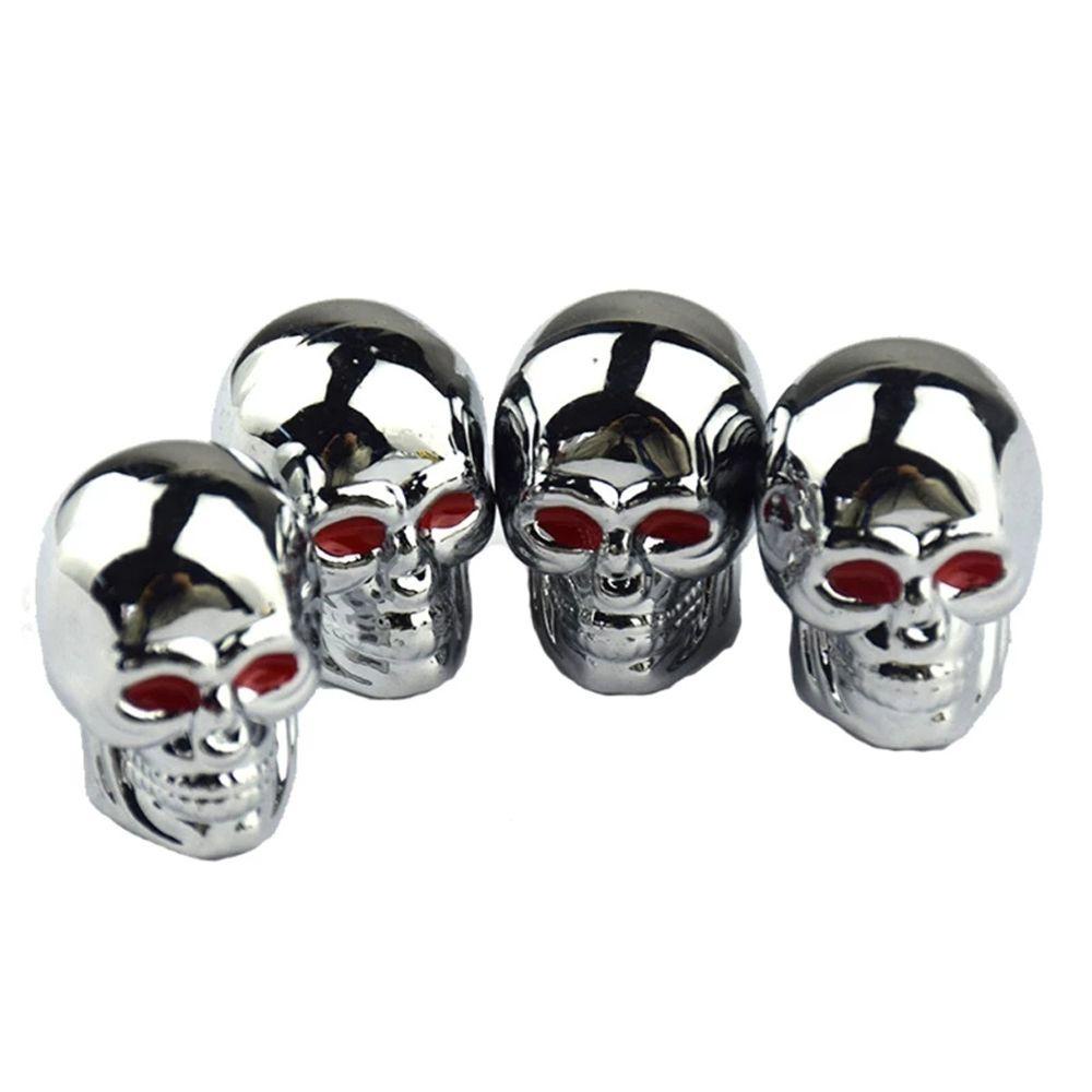 Bộ 4 Nắp Van Xe Hơi / Xe Máy Hình Đầu Lâu Chống Gỉ Aron1