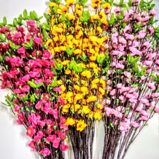 Mua 20 cành tặng quà - combo 5 Cành mai cành đào 5 nhánh 100cm trang trí tết