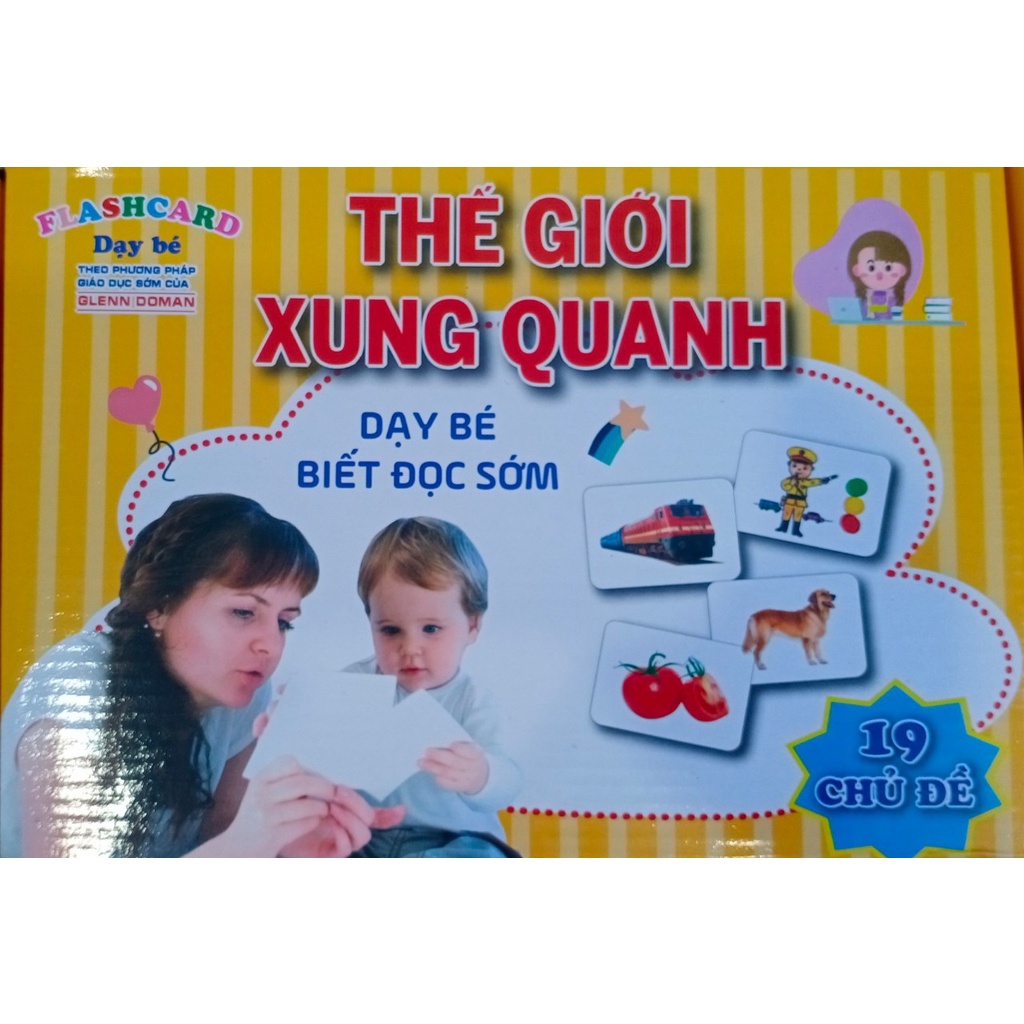 Bộ Thẻ Học Thông Minh loại to Flashcard 19 Chủ Đề song ngữ tiếng Anh loại chuẩn Glenn Doman cho bé từ 0-6 tuổi