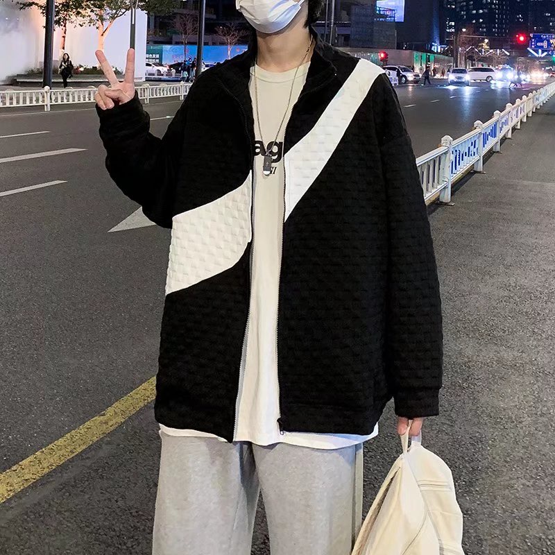 Áo Khoác cardigan Cổ Đứng Tay Dài Dáng Rộng Có Khóa Kéo Phong Cách Hàn Quốc Thời Trang Cho Nam Và Nữ
