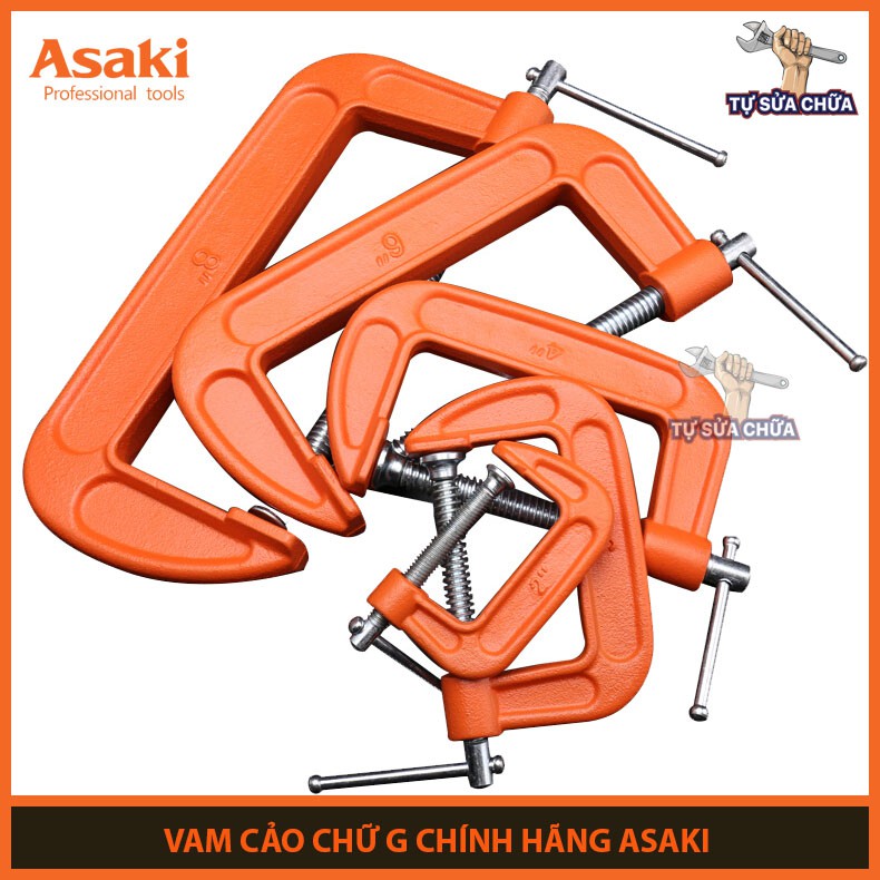 Vam chữ G kẹp gỗ 4 inch- 100mm chính hãng ASAKI AK-6263 (Cảo chữ C)