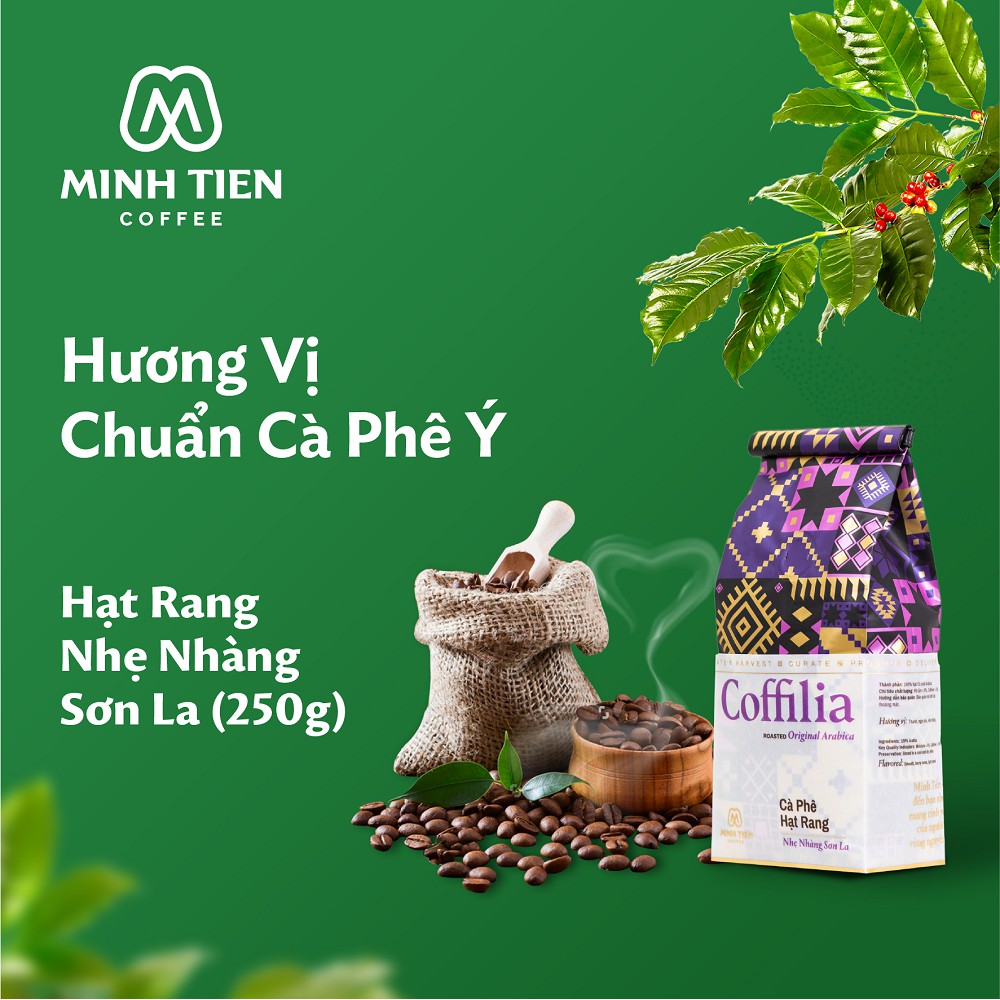 Cà phê hạt rang - Coffilia - Nhẹ nhàng Sơn La (loại 250g), cà phê hạt rang 100%Arabica, công nghệ sấy lạnh hiện đại