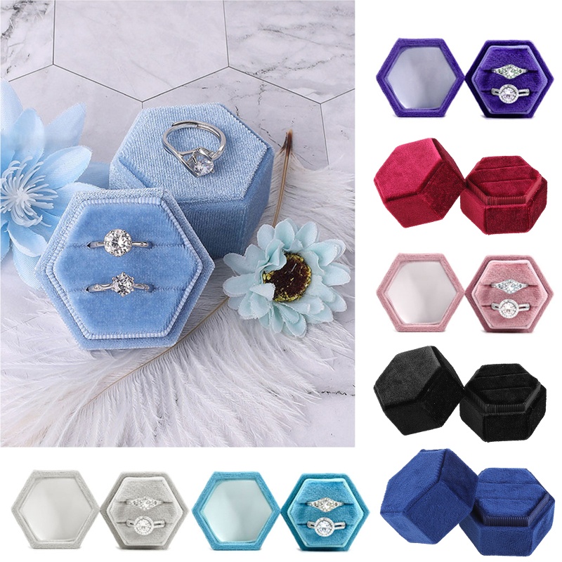Flgo Hộp Đựng Nhẫn Cưới / Đính Hôn Bằng Nhung Hai Ngăn