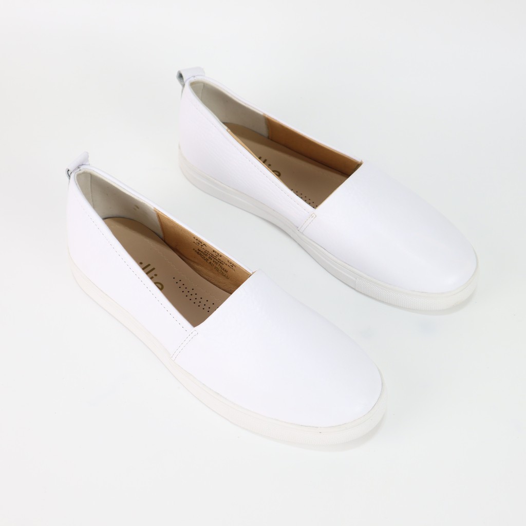 Giày slip on nữ thời trang kiểu dang basic đế bằng da thật êm mềm ôm chân đi làm đi chơi dạo phố Cillie 1016