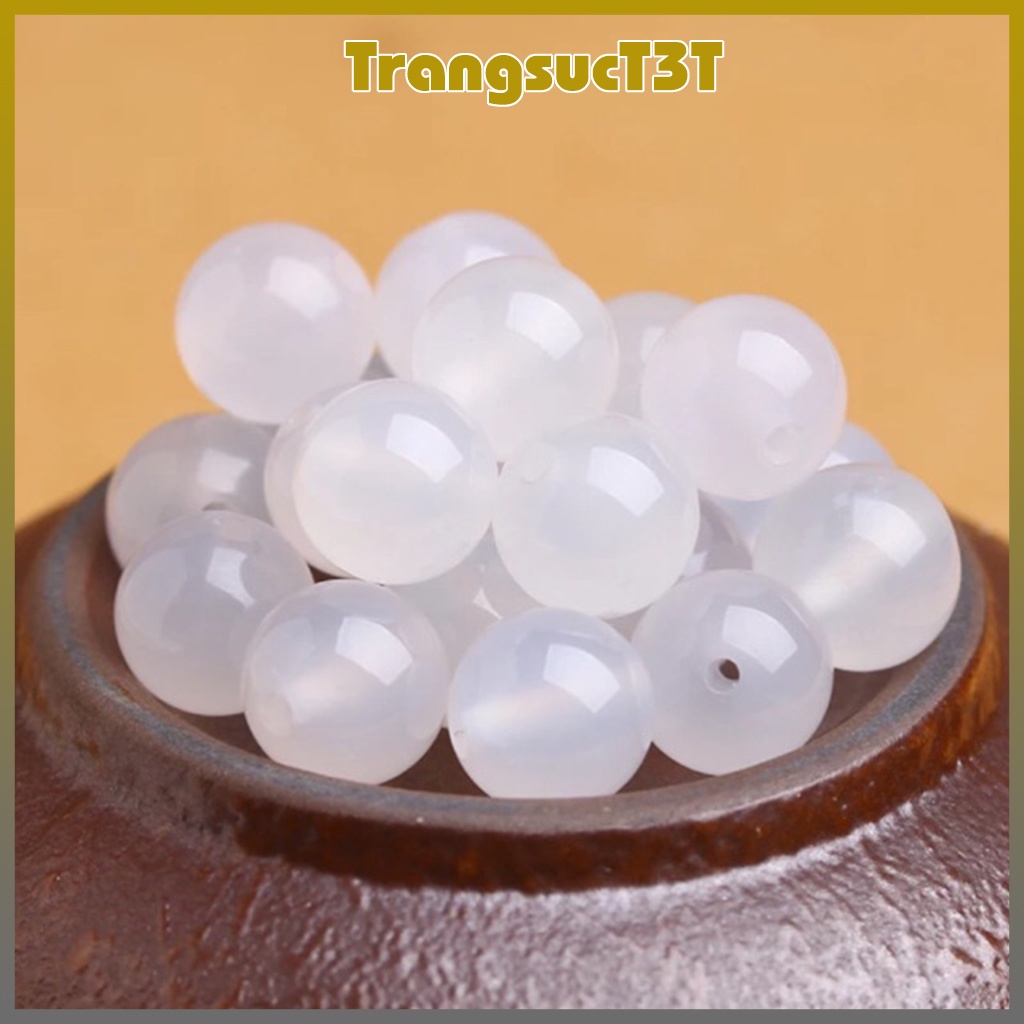 Hạt Đá Phong Thủy làm vòng tay may mắn đủ size 8 10 12 14mm, Hạt vòng đá cho nam nữ mệnh kim mộc thủy hỏa thổ - Tặng kim