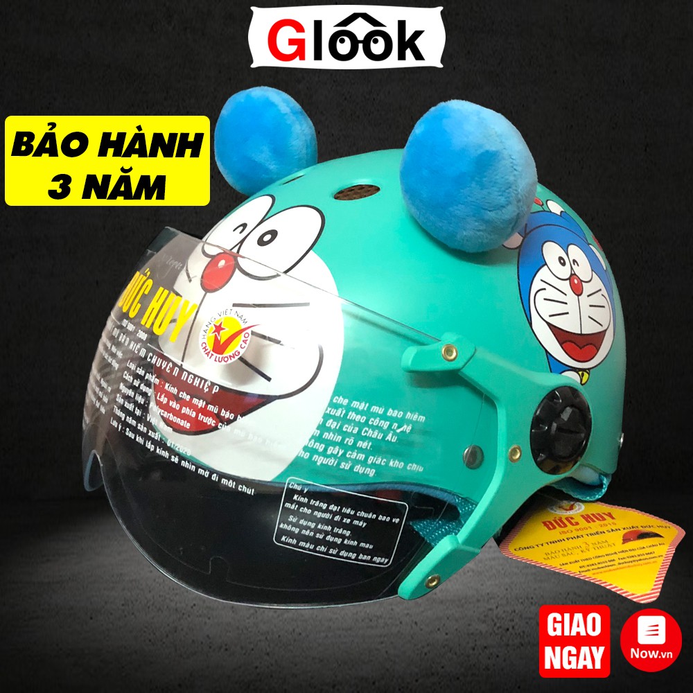 Nón Bảo Hiểm Cho Bé Gái và Bé Trai Cao Cấp Doremon Đức Huy - Mũ Bảo Hiểm Trẻ Em 1-2-3 Tuổi - Thời Trang GLOOK