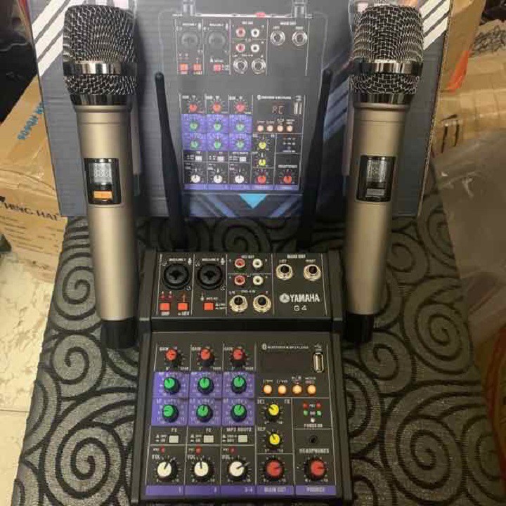 [Mã ELHACE giảm 4% đơn 300K] Bộ Mixer Yamaha G4 USB Bluetooth, Kèm 2 Micro Không Dây Hát Livestream Karaoke Cực Hay