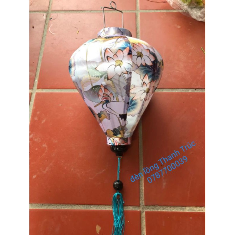 Đèn lồng Hội an trang trí vải phi Hoa 3D củ tỏi siêu xinh 30cm