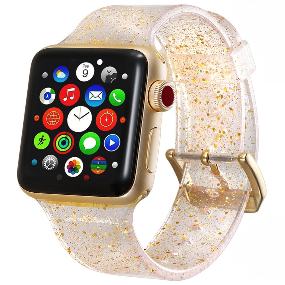 CHINK Silicone Glitter Bling Strap Watch Band for Apple Watch iWatch Series 1/2/3/4