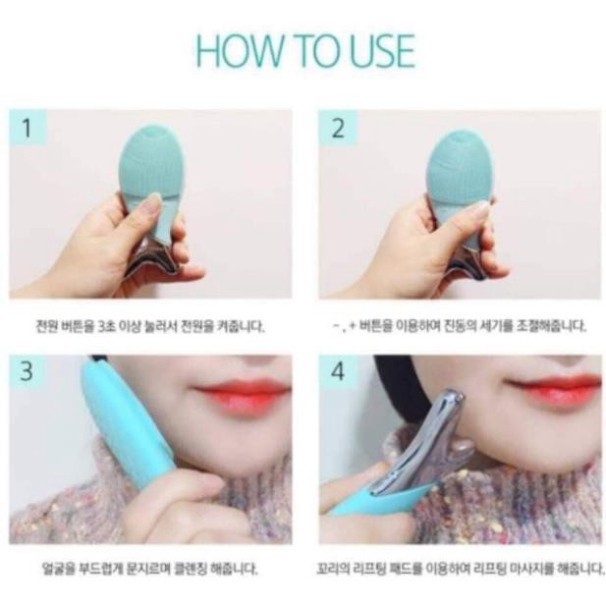 Máy rửa mặt cầm tay mini chính hãng Aikedili Sonic Facial Cleansing Standard, máy rửa mặt hàng nội địa Trung Quốc