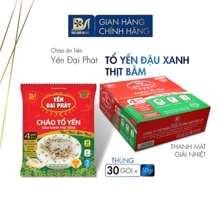 Thùng Cháo Tổ Yến Đậu Xanh Thịt Bằm - Yến Đại Phát 4 gói gia vị, ăn liền - Thùng 30 gói x 50gr