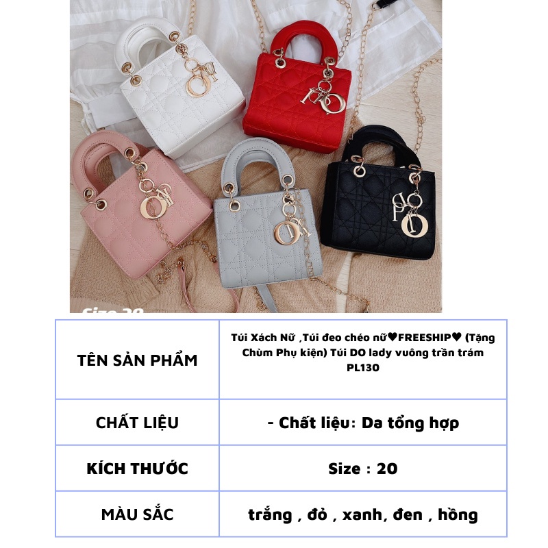 Túi Lady  Linh Store Túi Đeo Lady Nữ Vuông Trần Trám Nhiều Màu Phong Cách Sang Chảnh - LS14