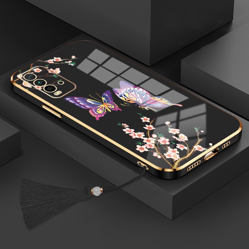 ốp lưng Redmi 9t Ốp Điện Thoại Silicon Họa Tiết Bươm Bướm Kèm Dây Đeo Cho Redmi 9t