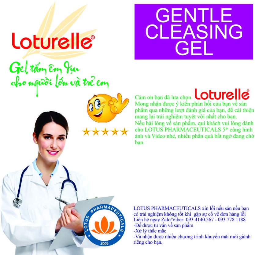 Gel tắm sạch mụn Loturelle 250ml, Hàng Chính Hãng có nguồn gốc thiên nhiên - Tặng quà trị giá 39K - Lotuspharma