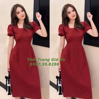 ĐẦM CỔ VUÔNG TAY PHỒNG