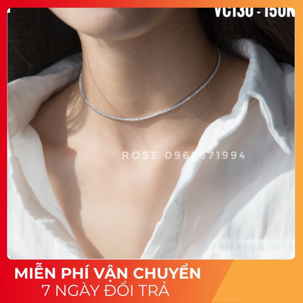 [ HOT Nhất HÈ năm nay ] Vòng Cổ, Choker Đính Đá Bạc 925 Phong Cách Hàn Quóc ROSE VC130