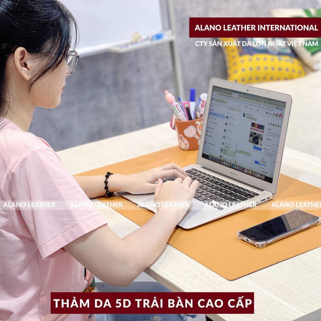 [Hình Thật / Giá Xưởng] Thảm Da Trải Bàn 5D Màu Nâu Da Bò Pastel Chống Thấm, Chống Trầy, Tiện Lợi, Bảo hành 2 Năm Tại Xư